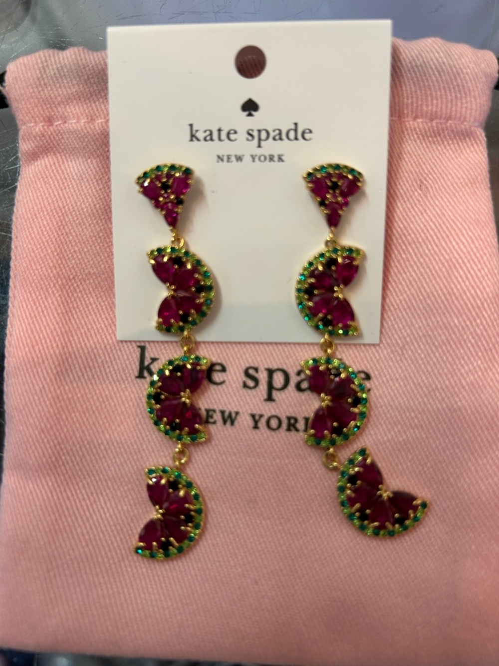 kate spade New York Pink & Green Wwatermelon Drop Earrings